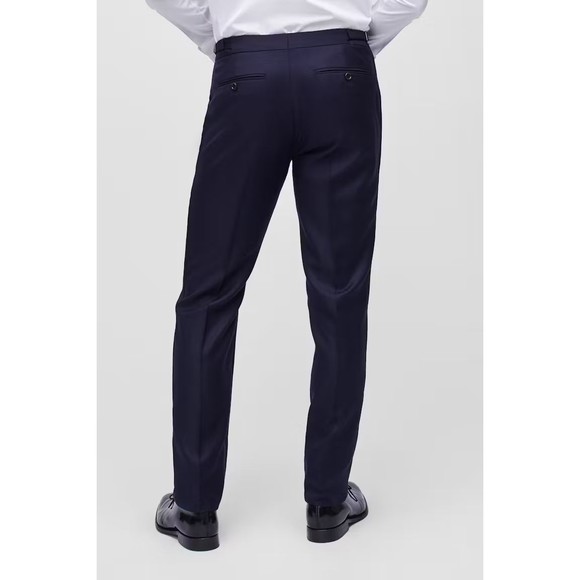 Bonobos Italian Wool Tuxedo Pant NAVY HOPSCOTCH Sz 32 x UNF Unhem Slim Fit - NEW - Picture 3 of 6